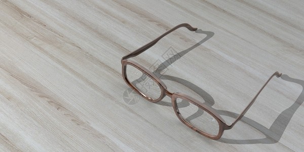 木制背景上的3d渲染一对木制眼镜图片