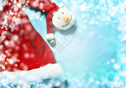 圣诞背景圣诞帽子和冬天的雪都写图片