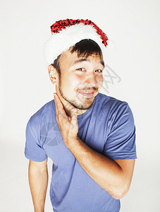 新的年月里红帽子在白色背景图片