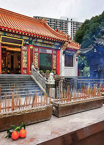 香港九龙黄太新寺的宗教建筑破图片