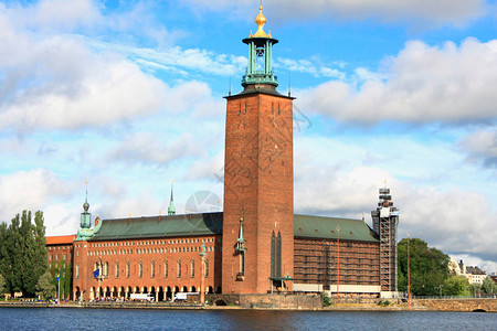 瑞典斯德哥尔摩市政厅和老城瑞典图片