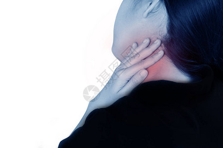 妇女有炎症和肿胀导致喉咙疼痛孤立图片