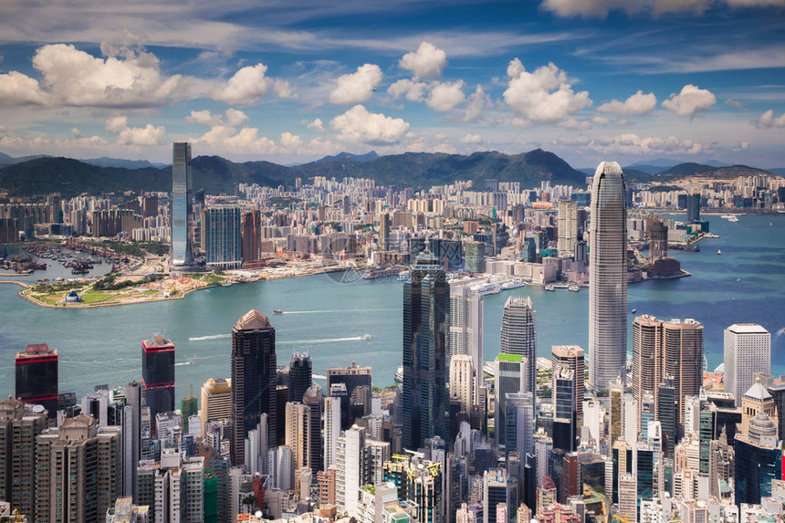 香港市和九龙市的景点在洪东岛胜图片