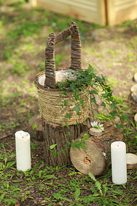 婚礼仪式的细节立木蜡烛高清图片