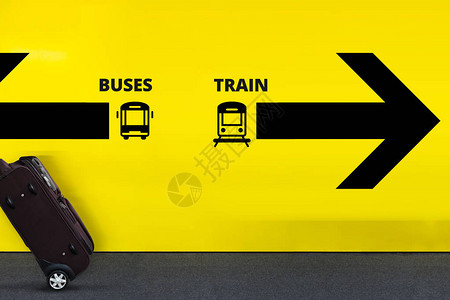 带有公共汽车火车图标箭头和移动行背景图片