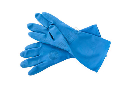蓝色橡胶手套图片