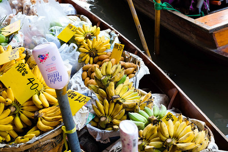 泰国海陆浮动市场传统水果和蔬背景图片