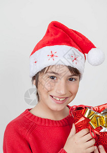戴着圣诞帽的男孩图片