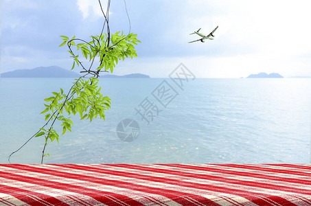 海边有野餐桌的度假背景背景图片