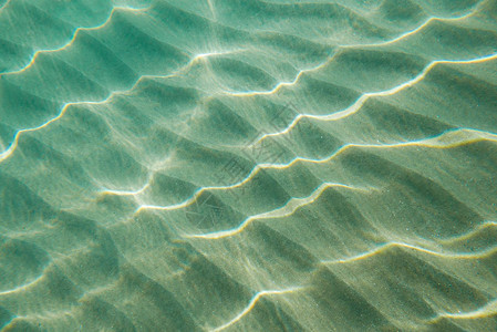 浅海水背景海底有波纹沙子反图片