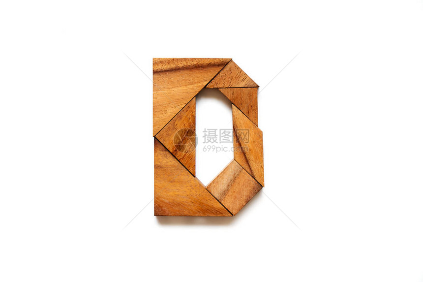 白背景上的Wooden语表拼图作为英文字母图片