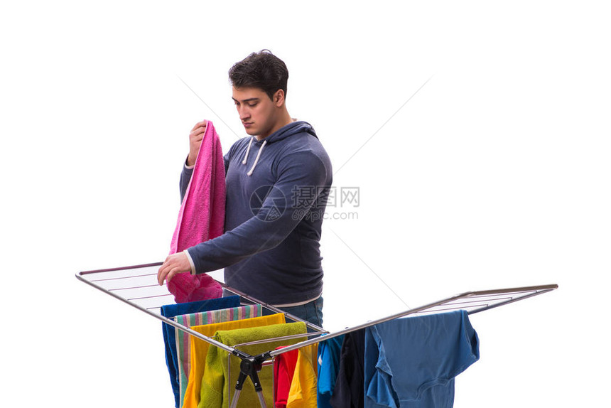丈夫洗衣服被白色隔离图片