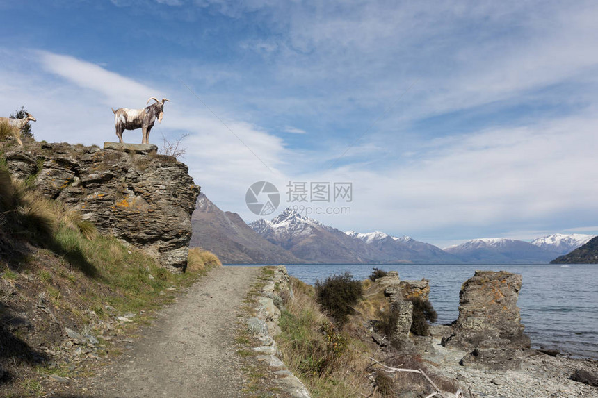 新西兰南岛奎恩斯敦在瓦卡提普湖上空与著名的图片