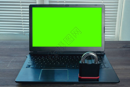 保护你的数据不受黑客诈骗欺诈钓鱼等危害在使用绿色屏幕的笔记本电脑上图片