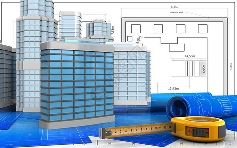 3d以蓝图背景为参照城市景点图片