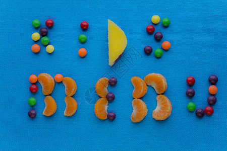 儿童菜单由糖果和普通话图片