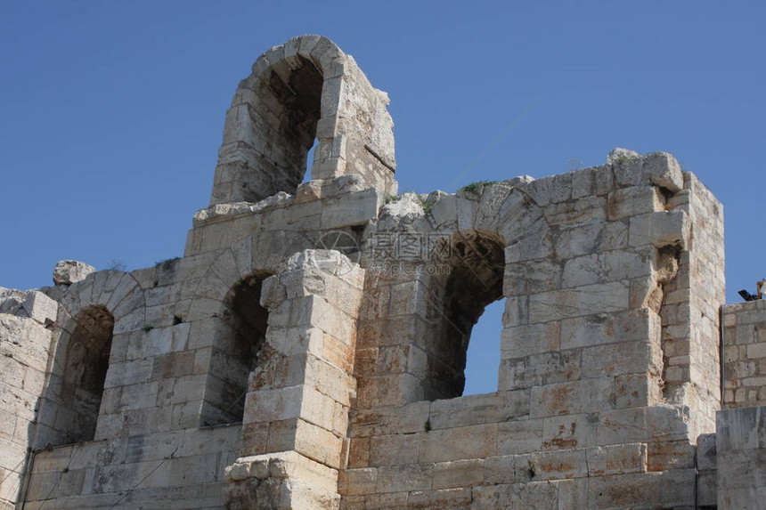 希腊雅典Acropolis山上的HerodesAtticus古代奥迪翁HerodesAttic图片