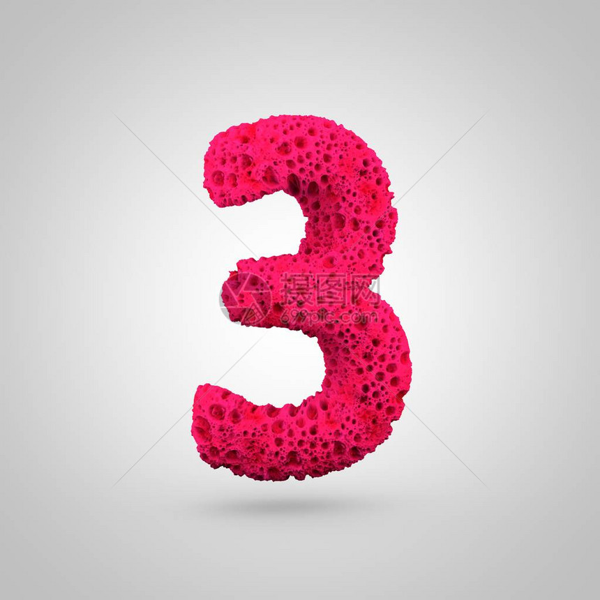 海绵3号粉色海绵字体的3D投影在白图片