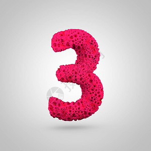 粉色热销艺术字海绵3号粉色海绵字体的3D投影在白背景