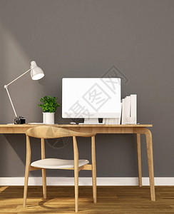 阳光日公寓或家中的工作场所和浅灰色墙壁背景图片