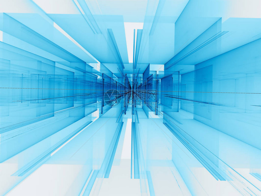 抽象的白色和蓝色门户计算机生成的图像技术科幻或虚拟现实背景适用于桌面壁纸图片