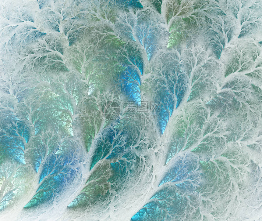 冬季森林中白雪覆盖的树木抽象组成抽象计算机在深色背景下生成现代分形设计抽象的分形颜色纹理数字艺术抽图片
