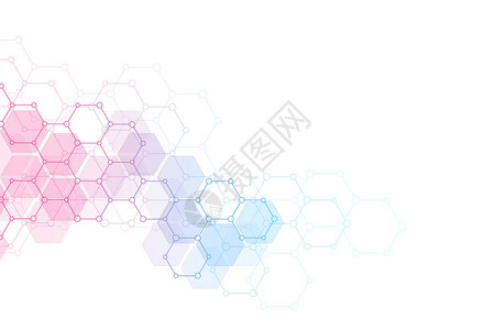 抽象分子结构和化学元素医疗科技理念几何背景从六边形图片