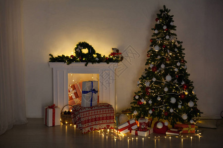 垂花门圣诞室内灯圣诞快乐节日礼物背景