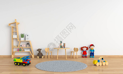 婴童儿童房的桌椅用于模型3D渲染背景