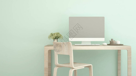 公寓或住宅中的轻绿色墙室内简单设计艺术作品背景图片