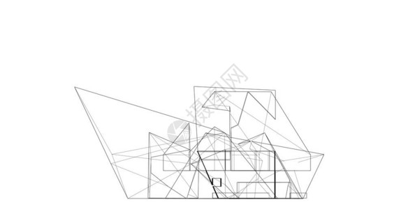 抽象建筑素描3D插图图片