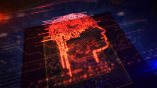 具有控制论大脑全息图的人工智能在后台工作处理器上现代数字技术图片