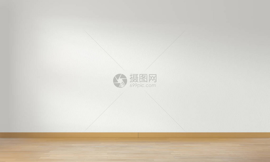 最小的房间白墙和木地板3d渲染图片