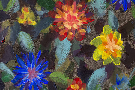 设计师花卉油画收藏室内装饰画布上的现代抽象花卉艺术不同盛图片