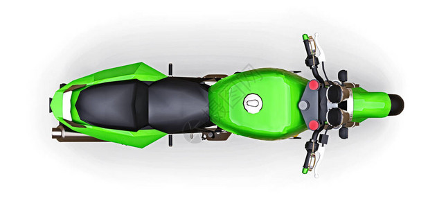 白色背景的绿色城市运动双座摩托车图片