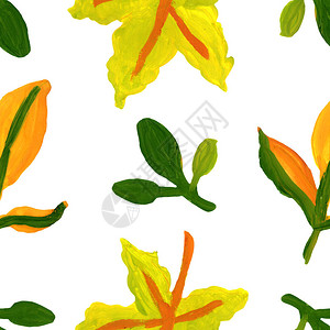 秋黄绿橙叶无缝花纹图片