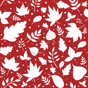 无缝逆红白抽象花叶背景图案背景图片