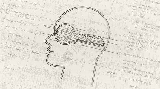网络隐私项目创建加密植入人工智能控制论思想和私人数据安全3d插图的抽象概念绘制未来理背景图片