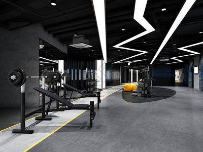 健身房健身中心的3d渲染图片