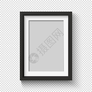 墙上的黑色相框图片逼真的空简单相框3D海报与演图片