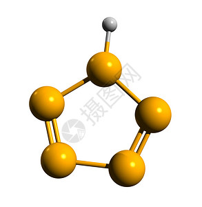 以白色背景隔离的HN5五氯丁二烯的五氮骨骼配方分子化学结图片