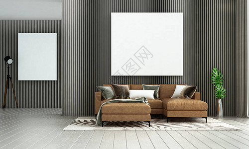 现代客厅室内设计和图画墙图片