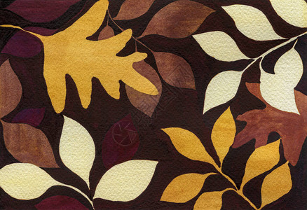 秋叶背景植物水彩插图秋色叶布局设计图片