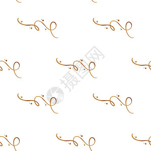 Kawaii舒适方形无缝图案新年金色丝带五彩纸屑装饰元素在白色背景带纹理的平面数字艺术用于包装纸织物纺织品壁纸背景图片