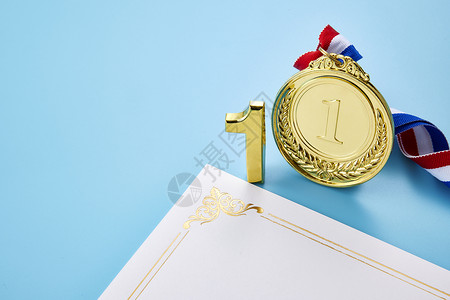 奖励证书第一冠军奖牌和证书背景