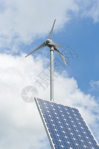 小型太阳能电池板和风力发电机外部测量仪器的双电源双重供背景图片