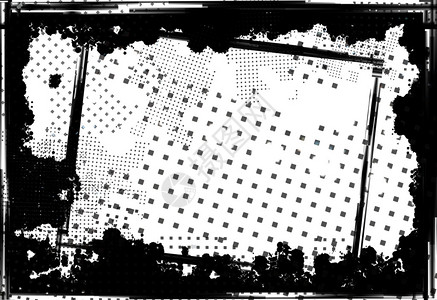 白色背景上的黑色grunge边框图片
