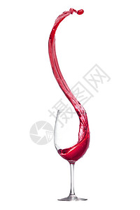 从透明玻璃杯中溅出的红葡萄酒图片
