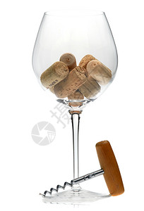 酒杯和葡萄酒开瓶器cork图片