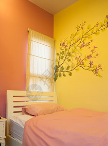 简单的卧室和小床背景图图片